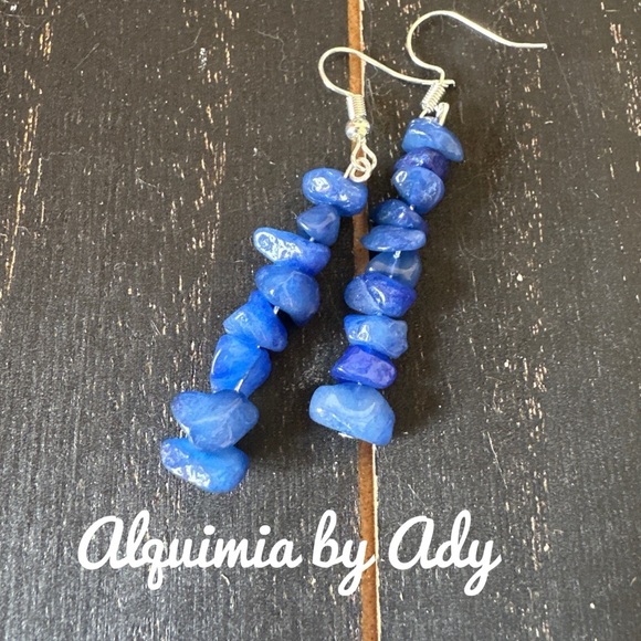 Alquimia Blue untreated sapphire Stone Earrings - Picture 1 of 1